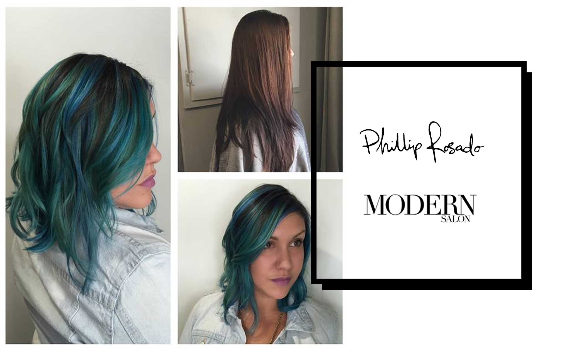 PHILLIP ROSADO WITH MODERN SALON ON HOW TO CUT AND BLUE GREEN COLOR